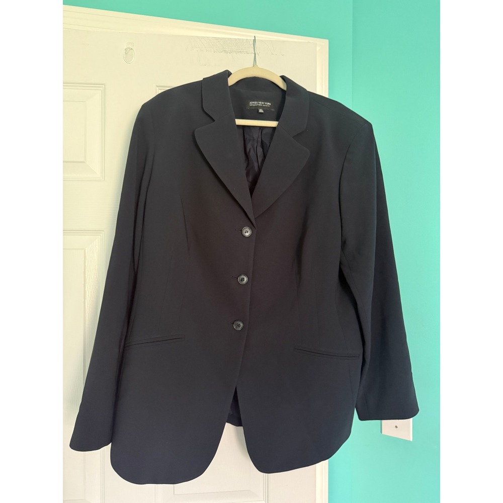 Jones New York Collection Woman Navy Blue 3 Button Blazer Jacket 18W